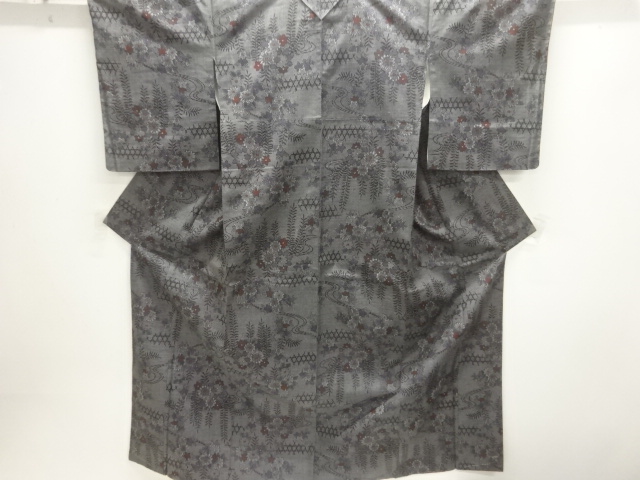 JAPANESE KIMONO / NISHIJIN DENSHO TSUMUGI / UNUSED / WOVEN FLORAL PLANTS